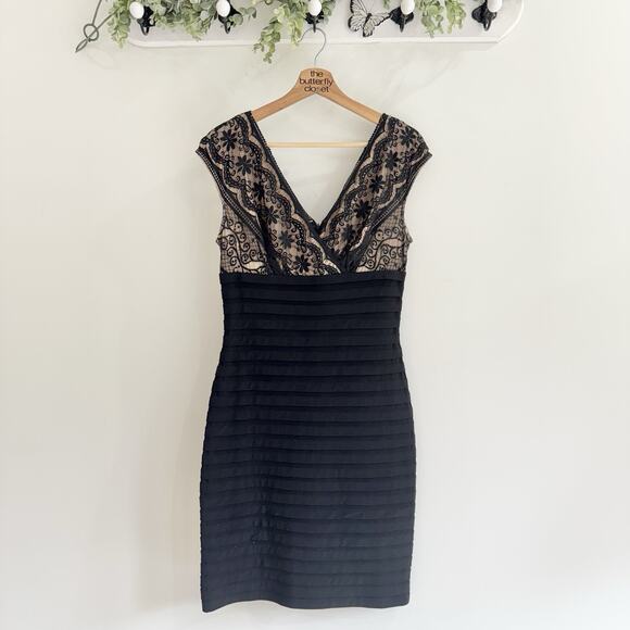 Adrianna Papell Dresses & Skirts - Adrianna Papell Black Lace Bandage Dress Size 10 BC formal cocktail party